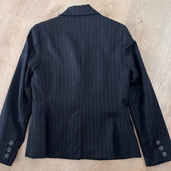 Women's 2pcs Wool Pinstriped Skirt Suit sz 8 -  Black - Picture 5 of 14